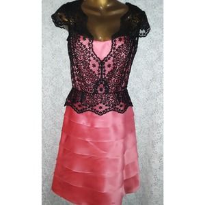 Roland Nivelais Sz 6 Tangerine Bergdorf Goodman Silk Dress w Lace